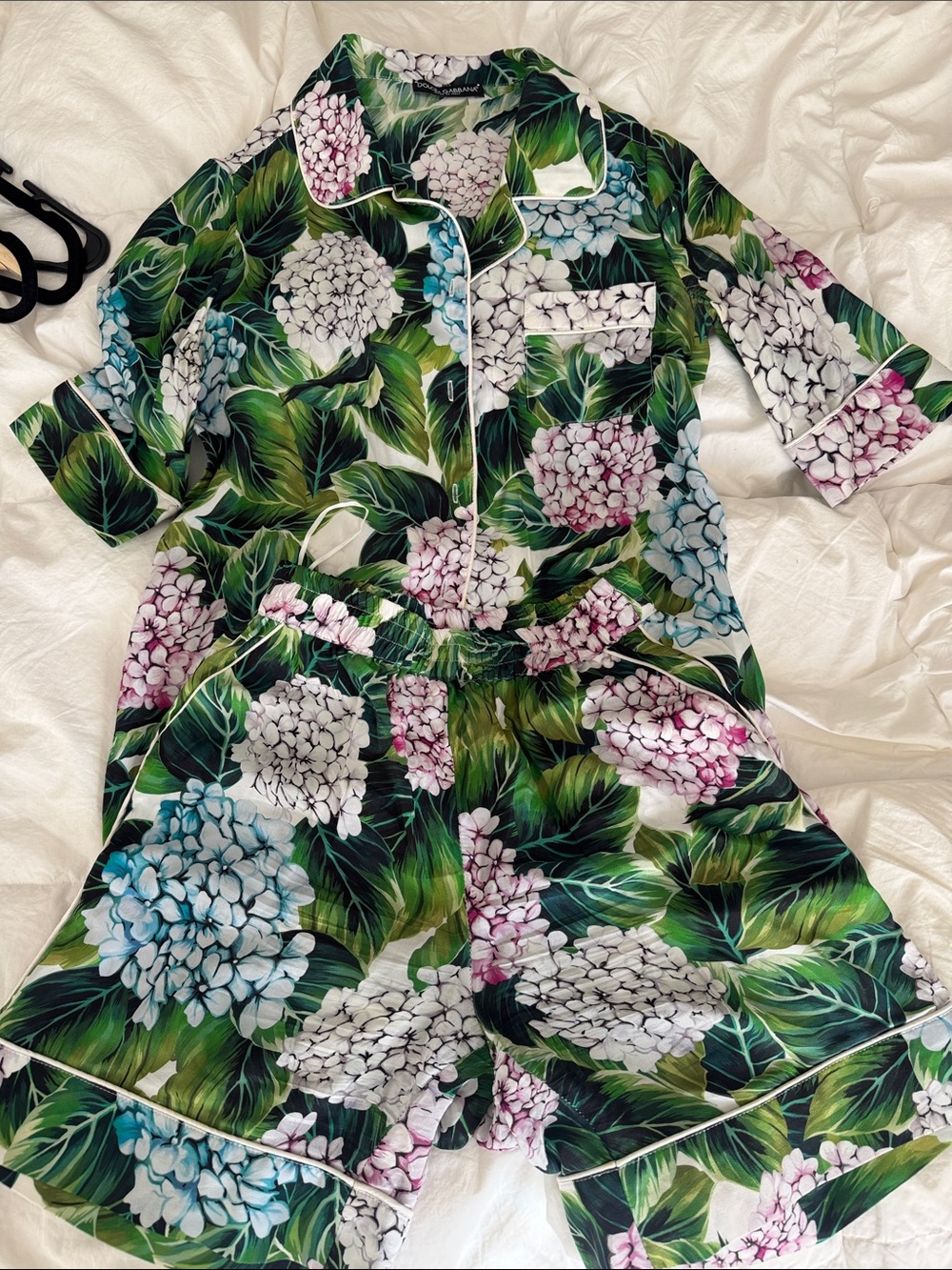 Dolce & Gabbana Floral silk Hydrangea Pajama Set